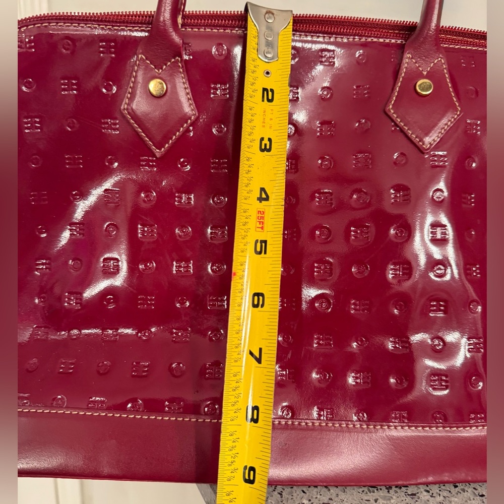 Like New!!! ARCADIA Italian Genuine Patent Leather Elegant Burgundy Handbag - Picture 7 of 8